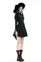 Load image into Gallery viewer, Gothic black green pleated tail dress DW775