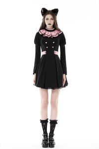 Gothic lolita pink ruffle neck princess dress DW776