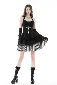 Gothic striped big cross prom dress DW777
