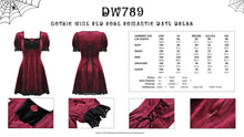 Load image into Gallery viewer, Gothic wine red rose romantic date dress DW789