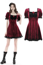 Load image into Gallery viewer, Gothic wine red rose romantic date dress DW789