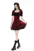 Load image into Gallery viewer, Gothic wine red rose romantic date dress DW789
