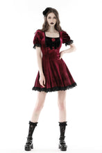 Load image into Gallery viewer, Gothic wine red rose romantic date dress DW789