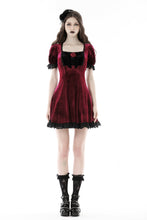 Load image into Gallery viewer, Gothic wine red rose romantic date dress DW789