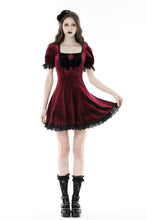 Load image into Gallery viewer, Gothic wine red rose romantic date dress DW789
