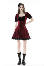 Load image into Gallery viewer, Gothic wine red rose romantic date dress DW789