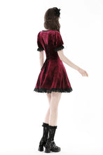 Load image into Gallery viewer, Gothic wine red rose romantic date dress DW789