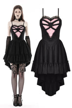 Load image into Gallery viewer, Gothic girl rose in pink heart high low dress DW790