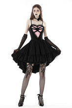 Load image into Gallery viewer, Gothic girl rose in pink heart high low dress DW790
