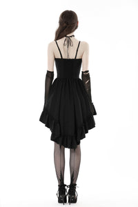 Gothic girl rose in pink heart high low dress DW790