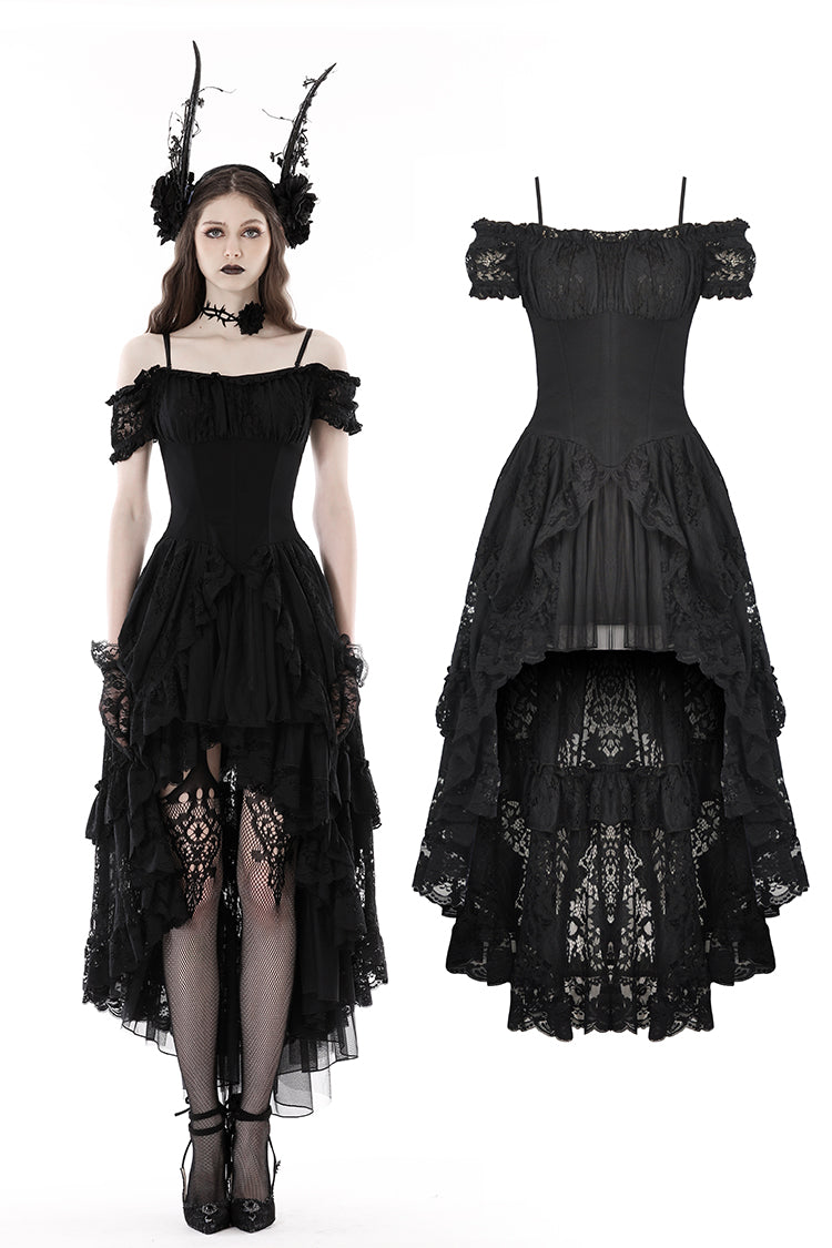 dark lady dress Gothic elegant lace dovetail DW798 Pink