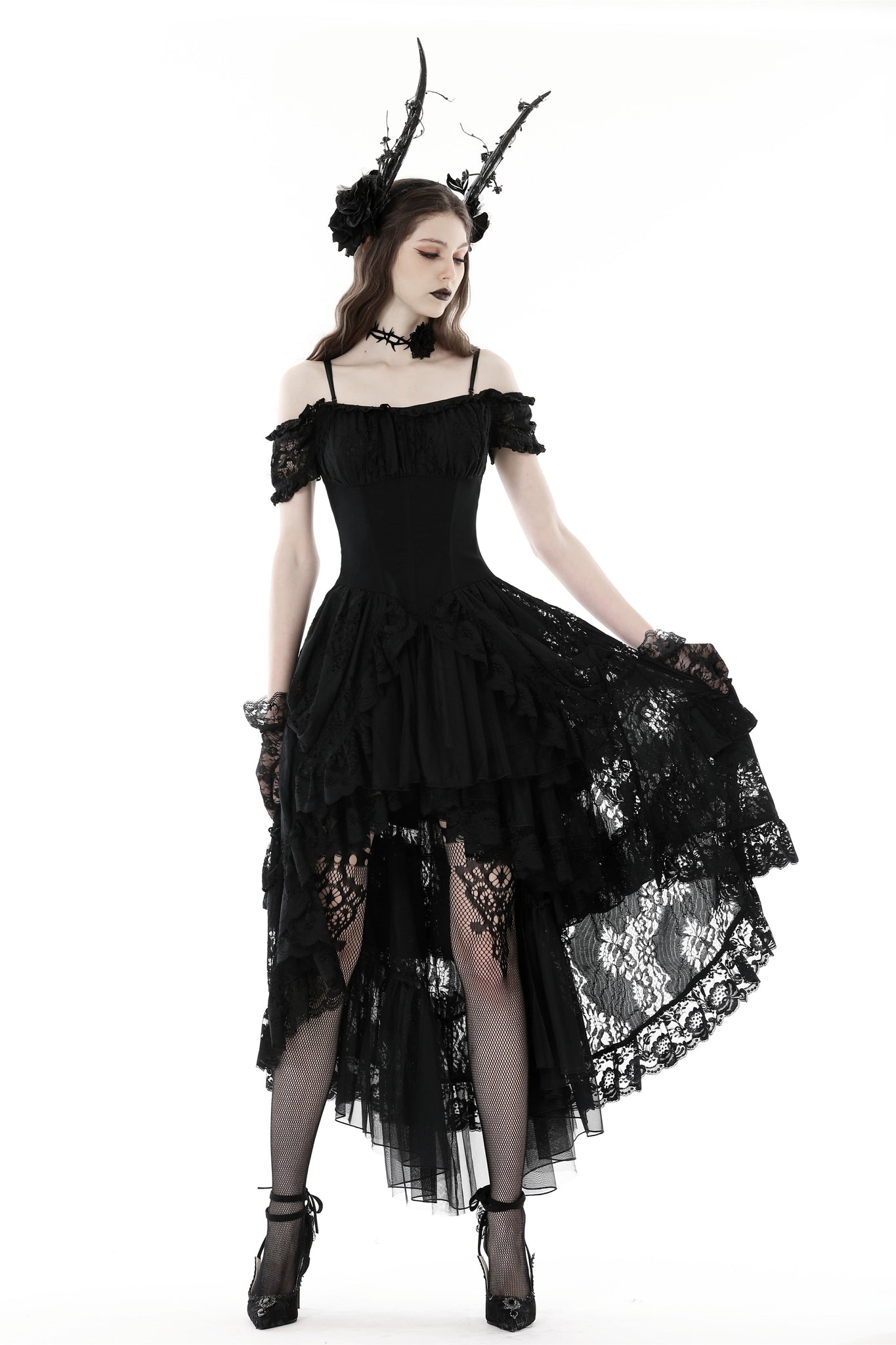 Gothic elegant lady lace dovetail dress DW798 DARK IN LOVE Gothic elegant lady lace dovetail dress DW798 DARK IN LOVE