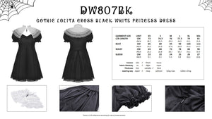 Gothic lolita cross black white princess dress DW807BK