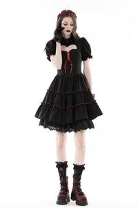 Gothic heart in red lace up dress DW836