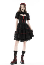 Load image into Gallery viewer, Gothic heart in red lace up dress DW836
