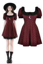Load image into Gallery viewer, Devil magic moon red check dress  DW840