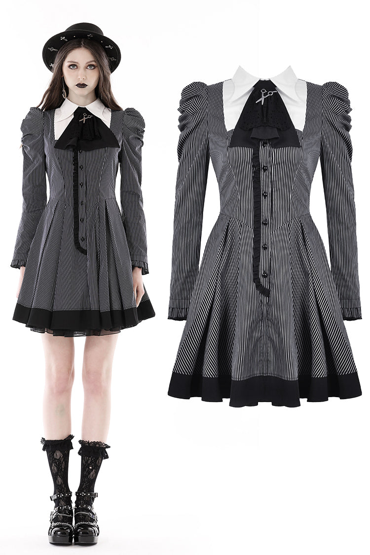 Black White strip preppy style dress DW845 XS Black White strip preppy style dress DW845 XS