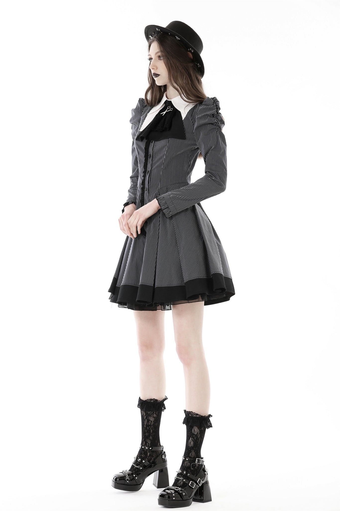 Black White strip preppy style dress DW845 XS Black White strip preppy style dress DW845 XS