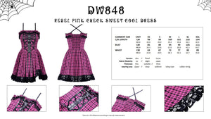 Rebel pink check sweet cool dress DW848