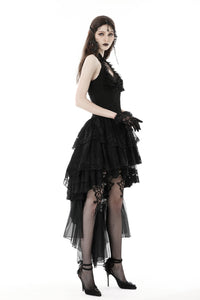 Gothic sexy claw chest high low lace halter dress DW852