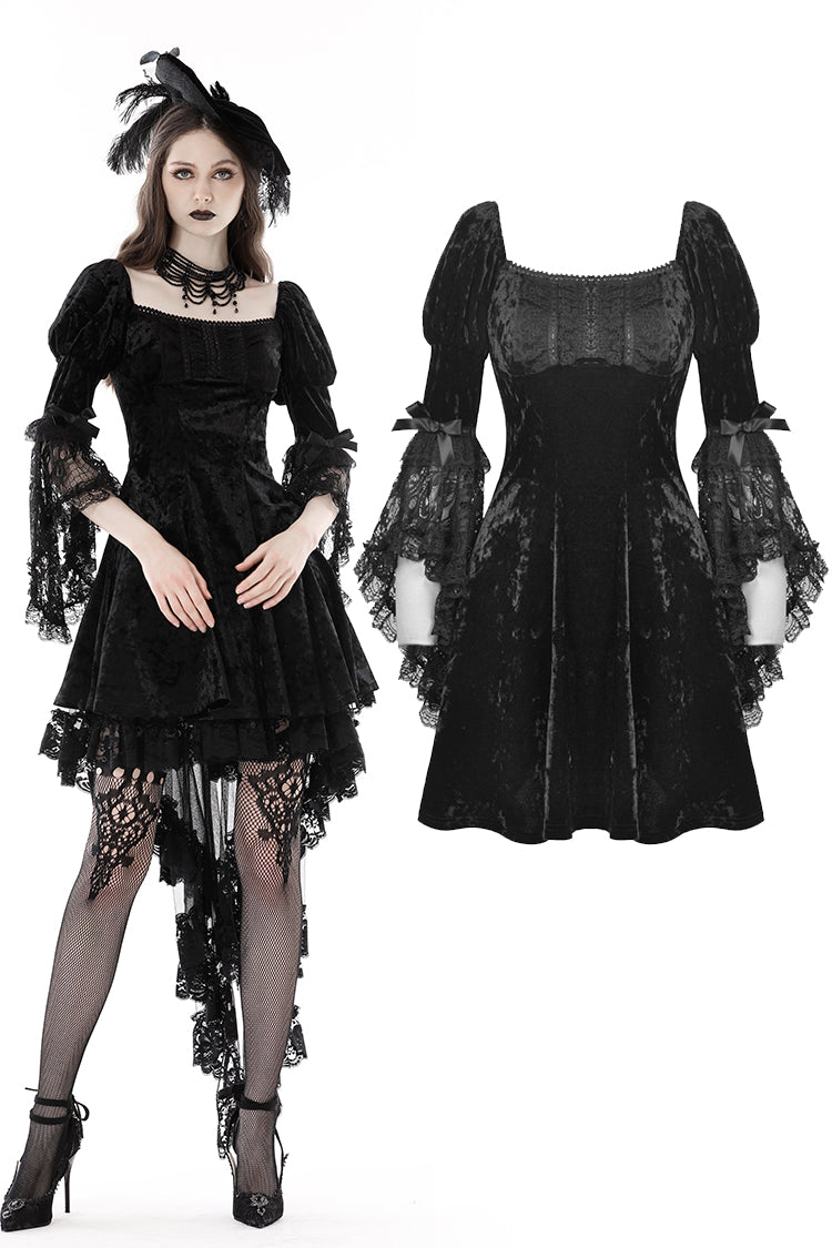 Gothic princess bell lace sleeves velvet dress DW858 XL Gothic princess bell lace sleeves velvet dress DW858 XL