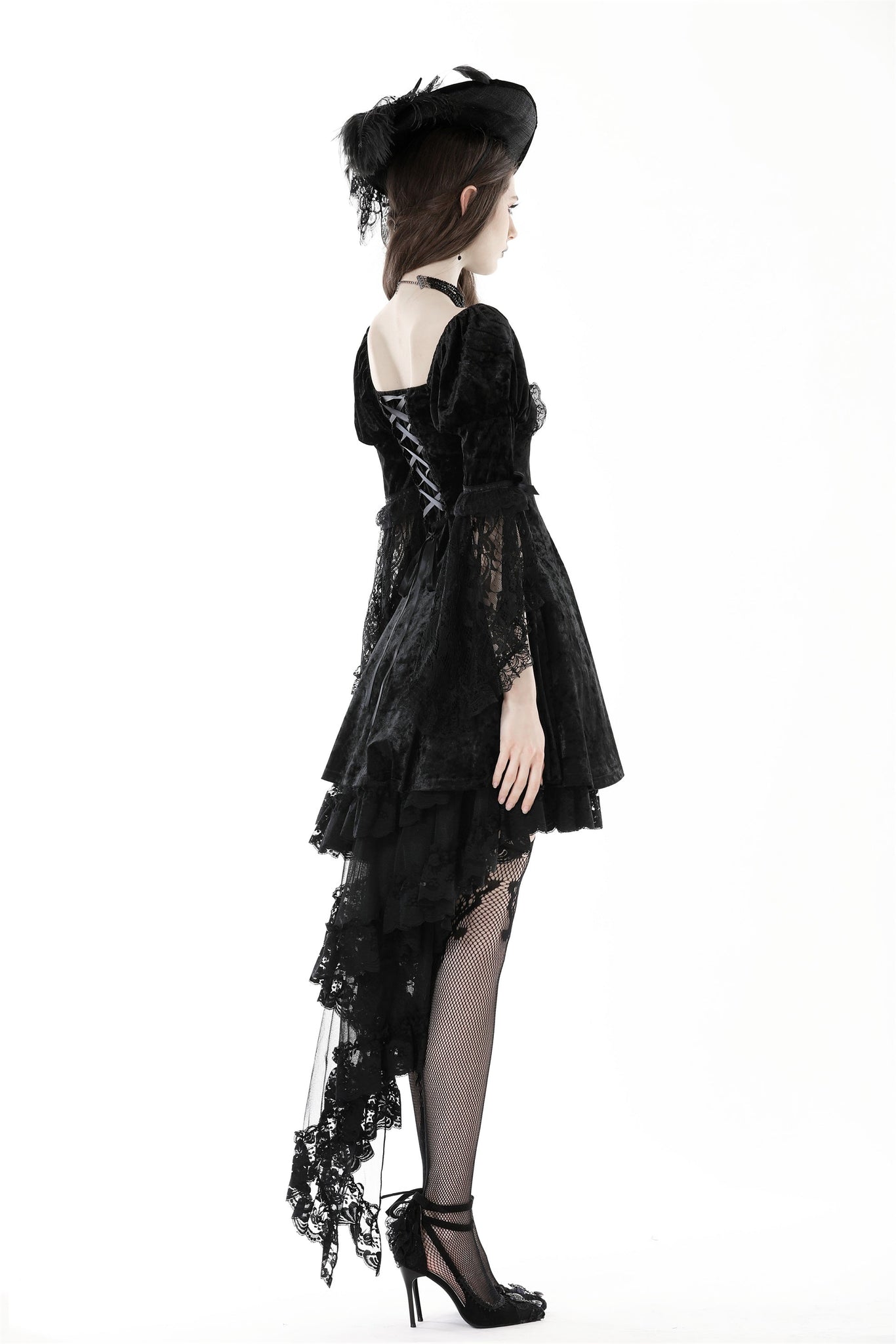 Gothic princess bell lace sleeves velvet dress DW858 XL Gothic princess bell lace sleeves velvet dress DW858 XL