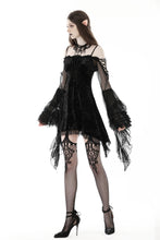 Load image into Gallery viewer, Gothic ruffle horn sleeves off-shoulder velvet dress DW864
