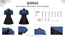 Load image into Gallery viewer, Blue black strip frilly collar dress DW866
