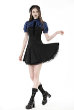 Load image into Gallery viewer, Blue black strip frilly collar dress DW866