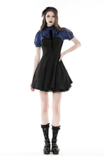 Load image into Gallery viewer, Blue black strip frilly collar dress DW866
