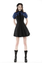 Load image into Gallery viewer, Blue black strip frilly collar dress DW866