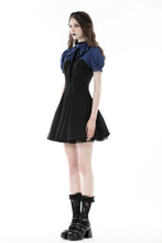 Load image into Gallery viewer, Blue black strip frilly collar dress DW866