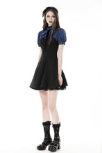 Load image into Gallery viewer, Blue black strip frilly collar dress DW866