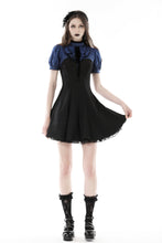 Load image into Gallery viewer, Blue black strip frilly collar dress DW866