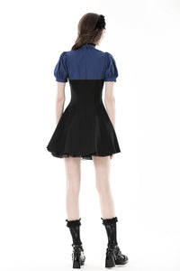 Blue black strip frilly collar dress DW866