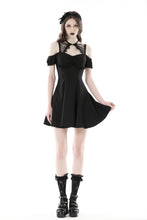 Load image into Gallery viewer, Black sexy lace up collar strap dress DW868
