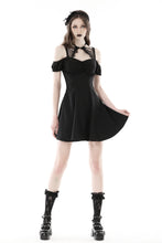 Load image into Gallery viewer, Black sexy lace up collar strap dress DW868