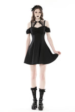 Load image into Gallery viewer, Black sexy lace up collar strap dress DW868