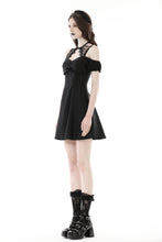Load image into Gallery viewer, Black sexy lace up collar strap dress DW868