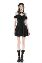 Load image into Gallery viewer, Black sexy lace up collar strap dress DW868