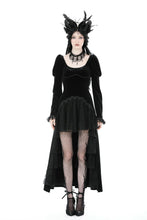 Load image into Gallery viewer, Gothic velvet ruffle lace hem high low dress DW877
