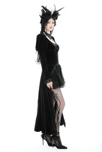 Load image into Gallery viewer, Gothic velvet ruffle lace hem high low dress DW877