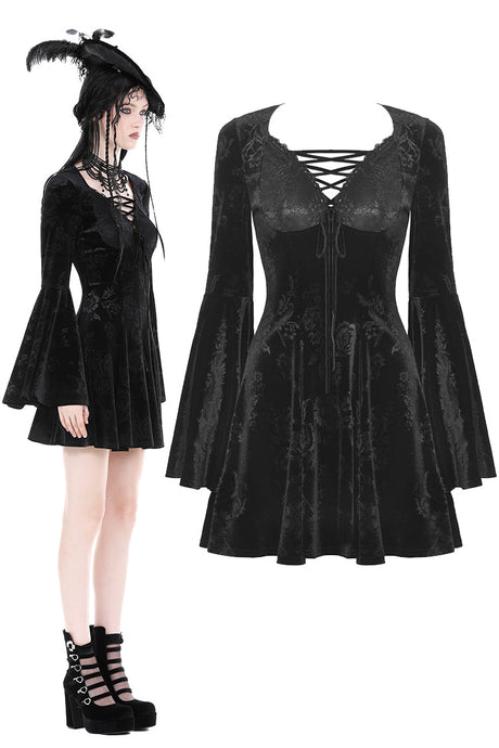 Gothic rose velvet big sleeve dress DW878