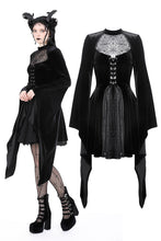 Load image into Gallery viewer, Gothic spider web sexy chest large sleeve velvet dress DW891