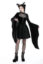 Load image into Gallery viewer, Gothic spider web sexy chest large sleeve velvet dress DW891