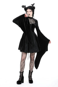 Gothic spider web sexy chest large sleeve velvet dress DW891