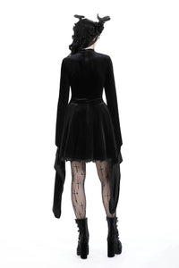 Gothic spider web sexy chest large sleeve velvet dress DW891