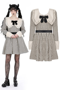 custom made link of Classic vintage big lapels classy striped dress DW912