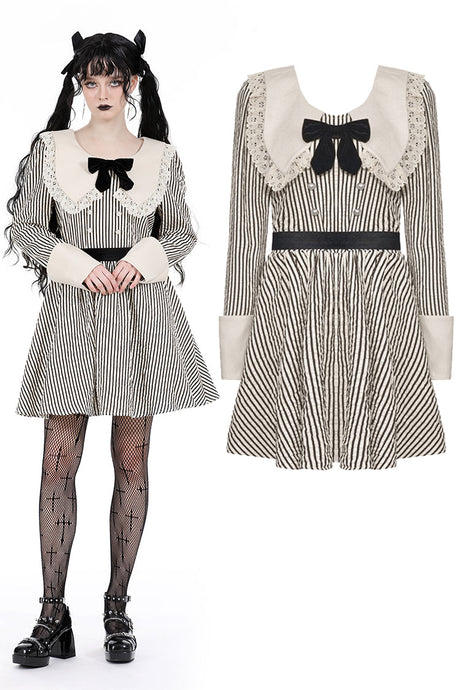 custom made link of Classic vintage big lapels classy striped dress DW912