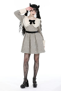 custom made link of Classic vintage big lapels classy striped dress DW912